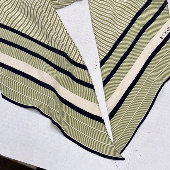 Echo Olive and Black Striped Scarf - Picture 3 of 6